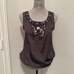 Outback Red Tank Top Beaded Sequin Sleeveless Gray | S